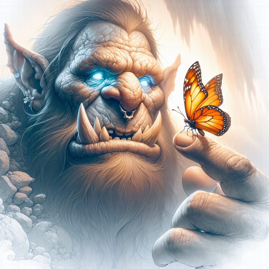 Fantasy Troll with Butterfly in High Resolution