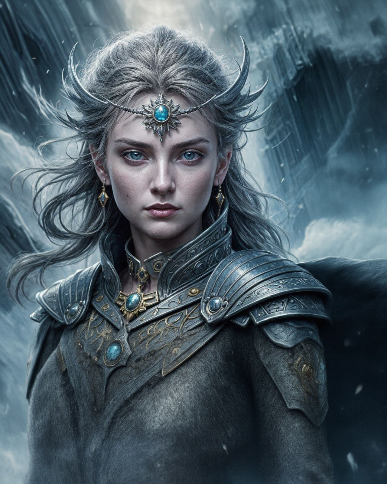 Dark Fantasy Wanderer Portrait in Art Nouveau Style