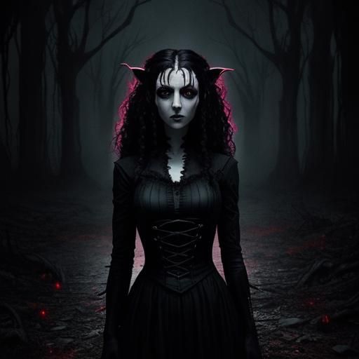 Eerie Fusion of Elf and Symbiote in Gothic Horror