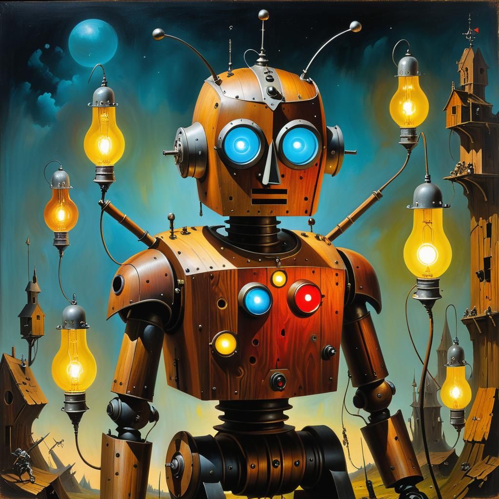 wooden robot