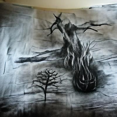 Solitary Tree Silhouetted Against Desolate Sky