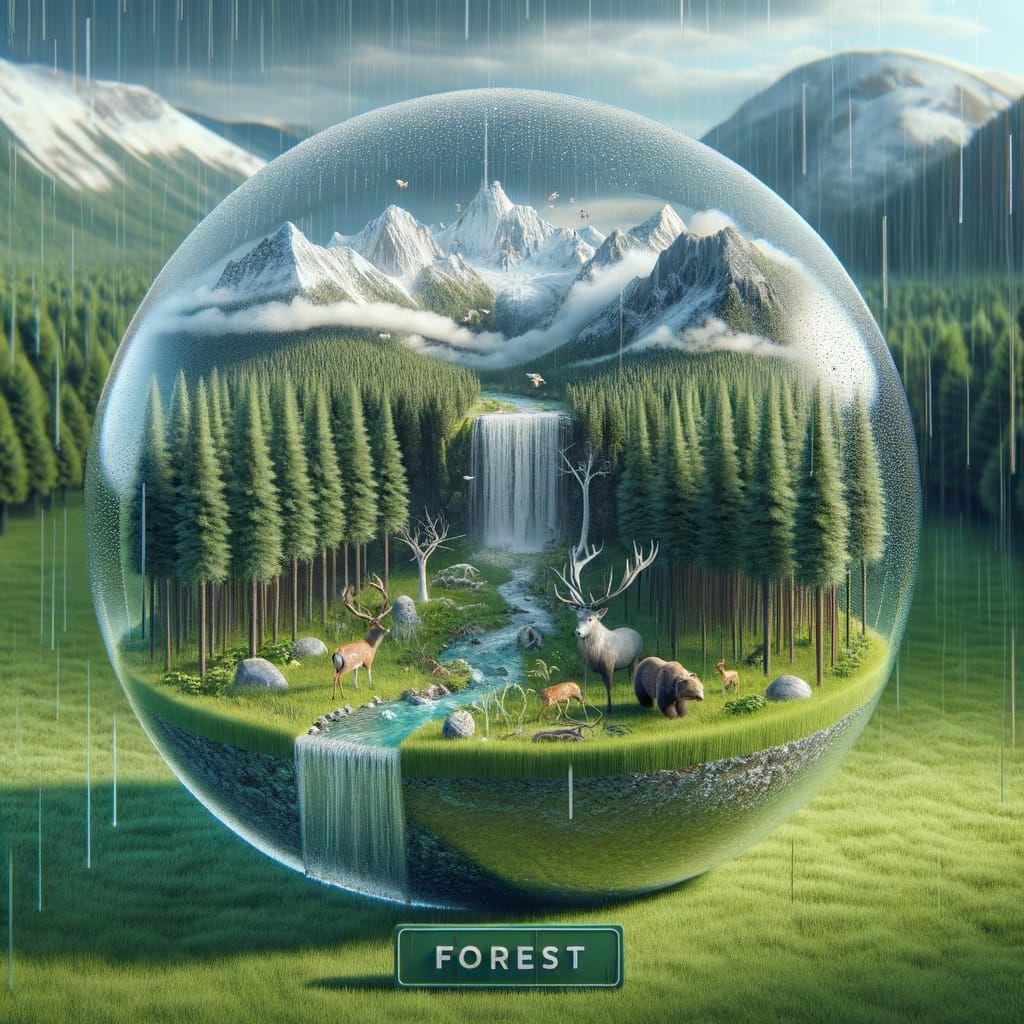 Miniature Forest in Glass Capsule: 3D Render