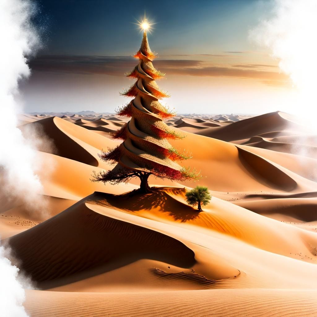 Sand Christmas Tree on Desert Dune