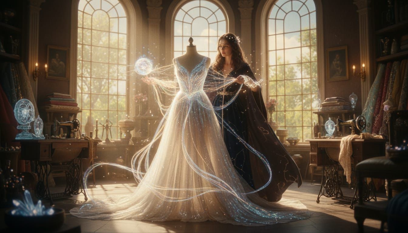 Enchantress Crafts Evening Gown with Light Filaments