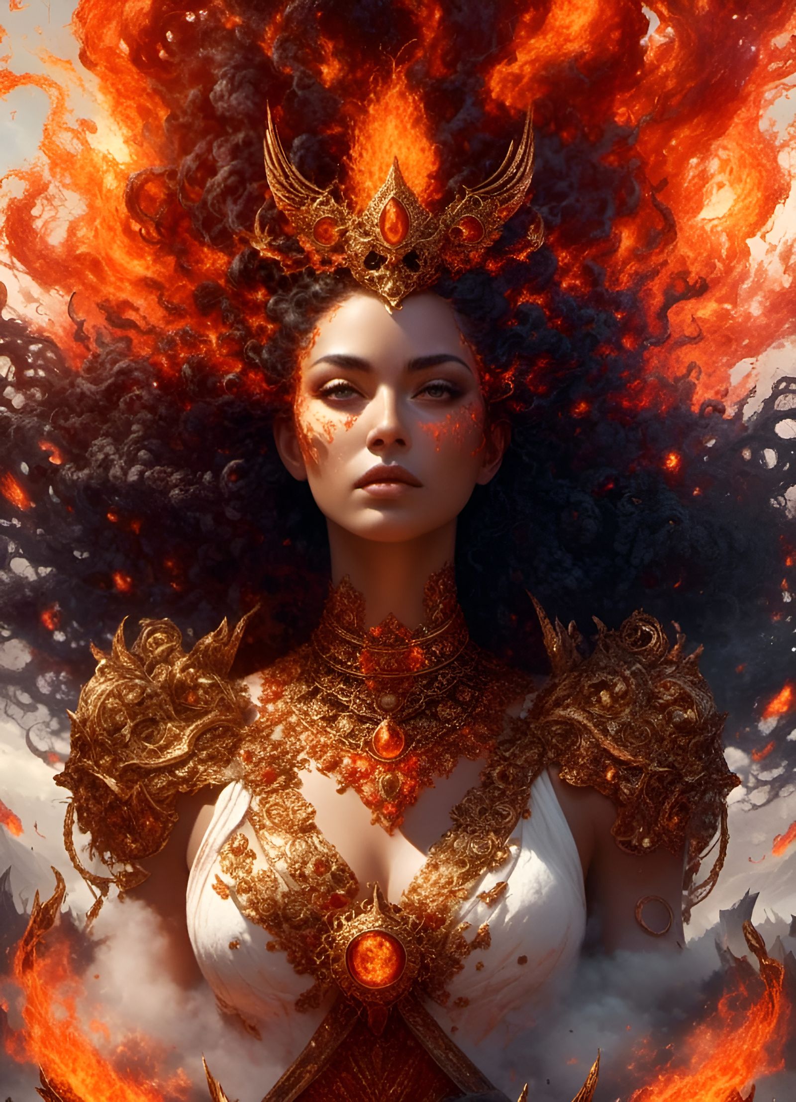 Goddess of Fire Portrait in Ultra HD Digital Art