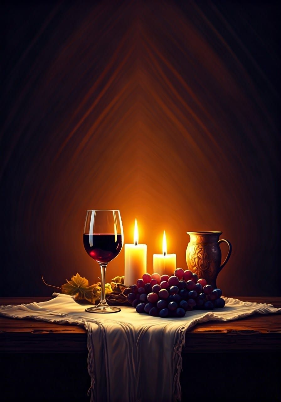 Surreal Shabbat Landscape with Gradients and Intricate Detai...