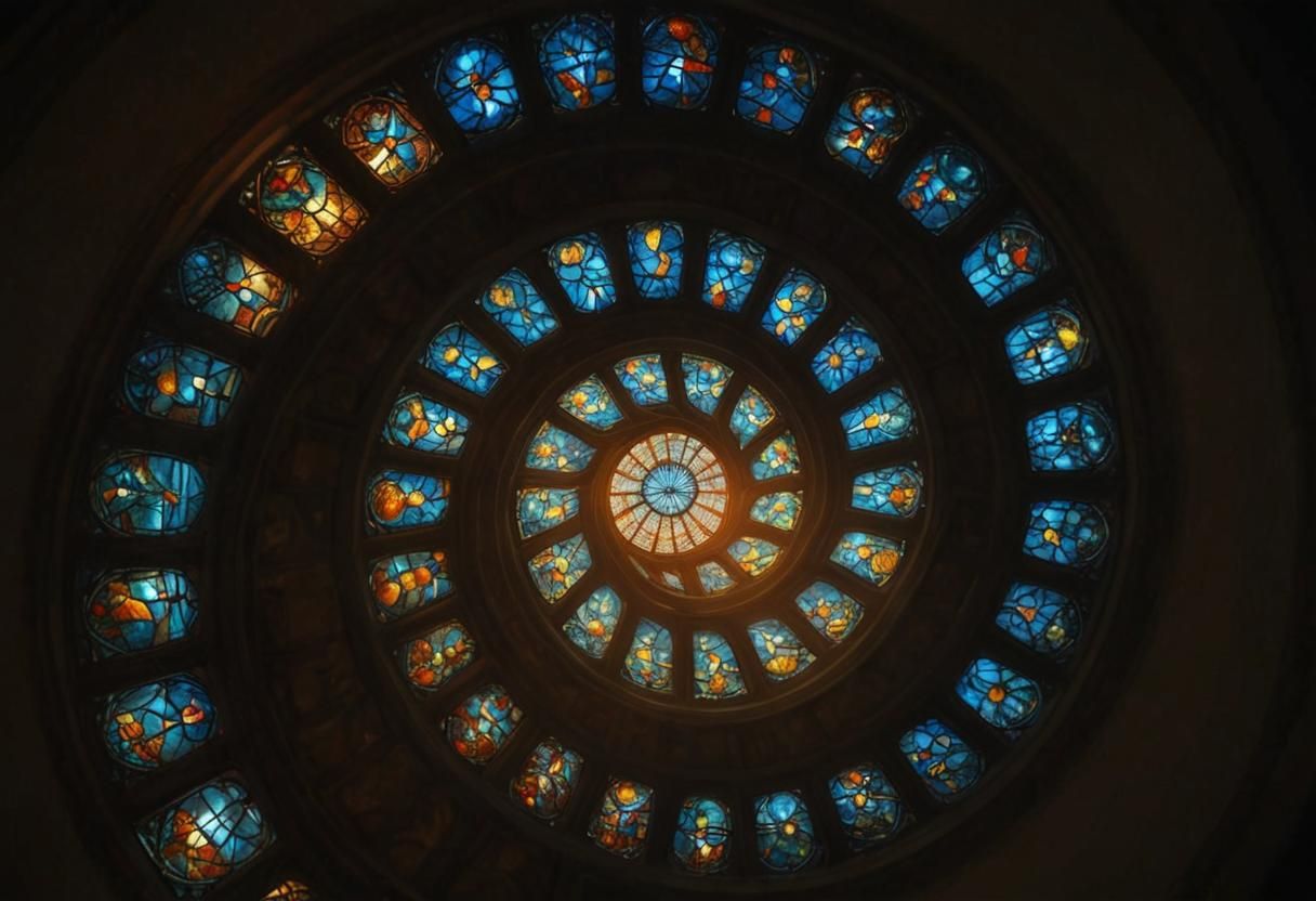 Spiralled Stained Glass Heaven in Hypermodern Style