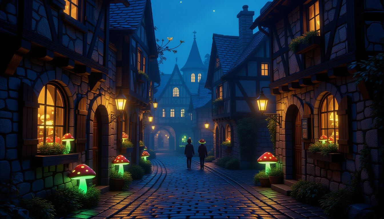 Glowshroom Eve Celebration in Medieval Alley