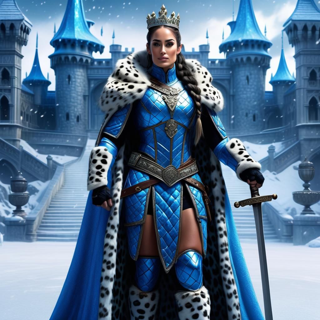 Ice Queen Warrior in Fantasy Winter Palace