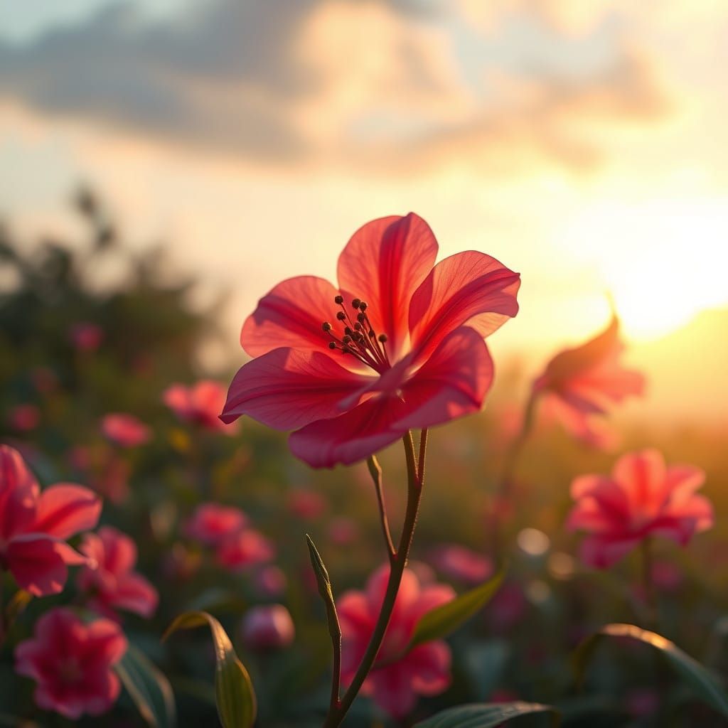 Surreal Blooming Floral in Fantasy Landscape Art