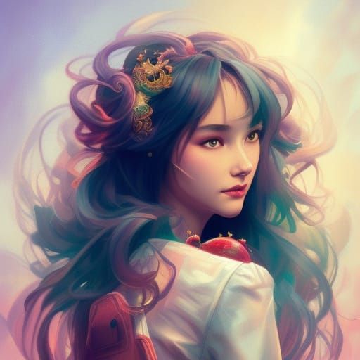 Apple Princess Portrait in Hyperdetailed Style