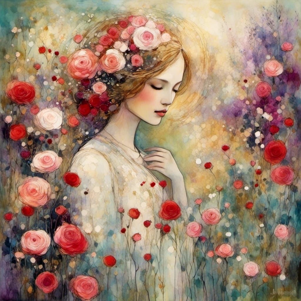 Romantic Roses on Black Velvet with Lace