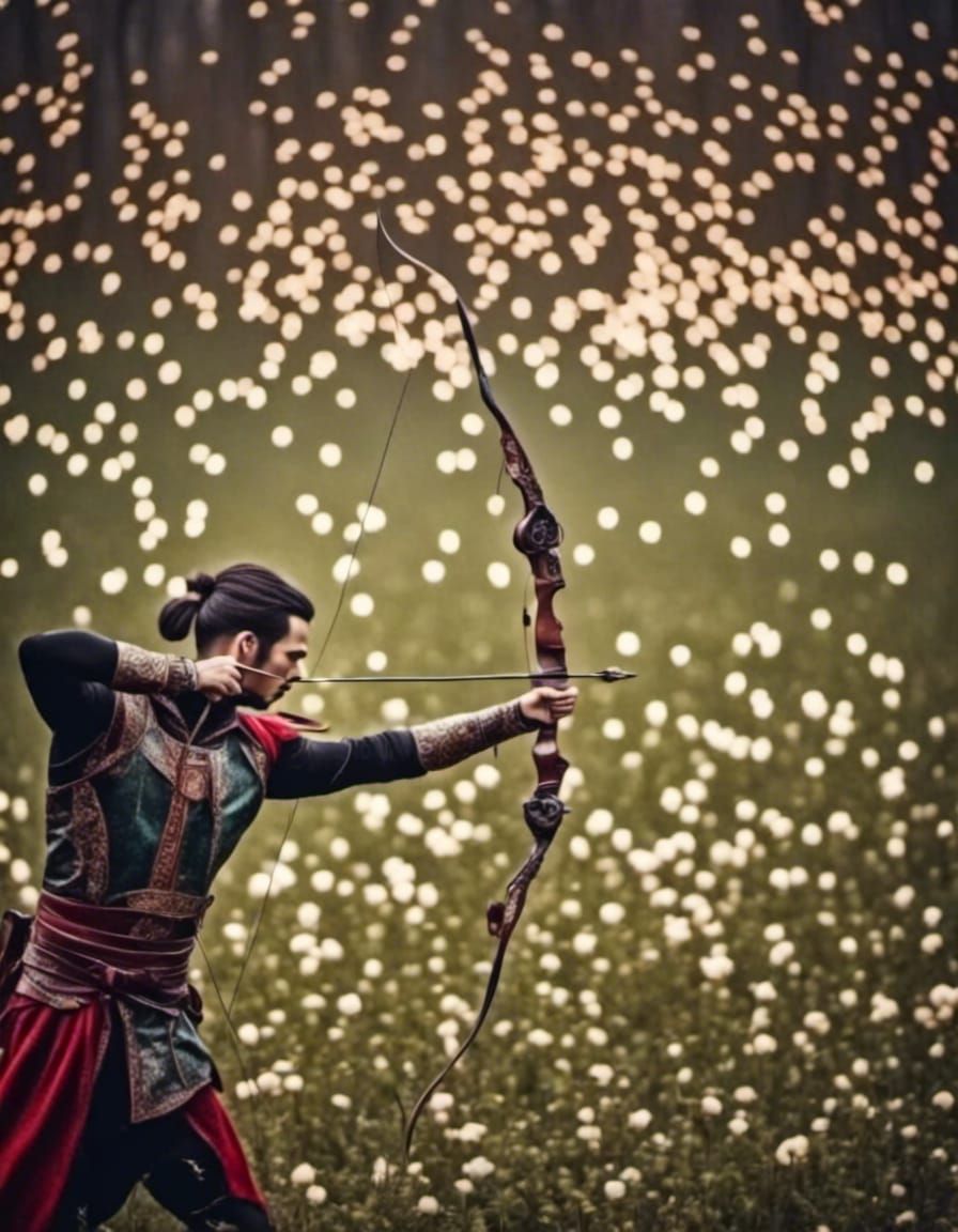 Archer Aims in Tilt-Shift Dark Fantasy Photo