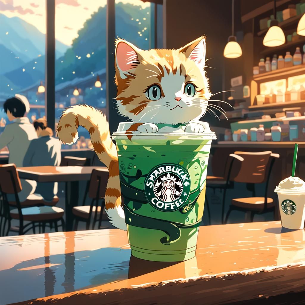 Kitten in Starbucks Drink, Anime Key Visual