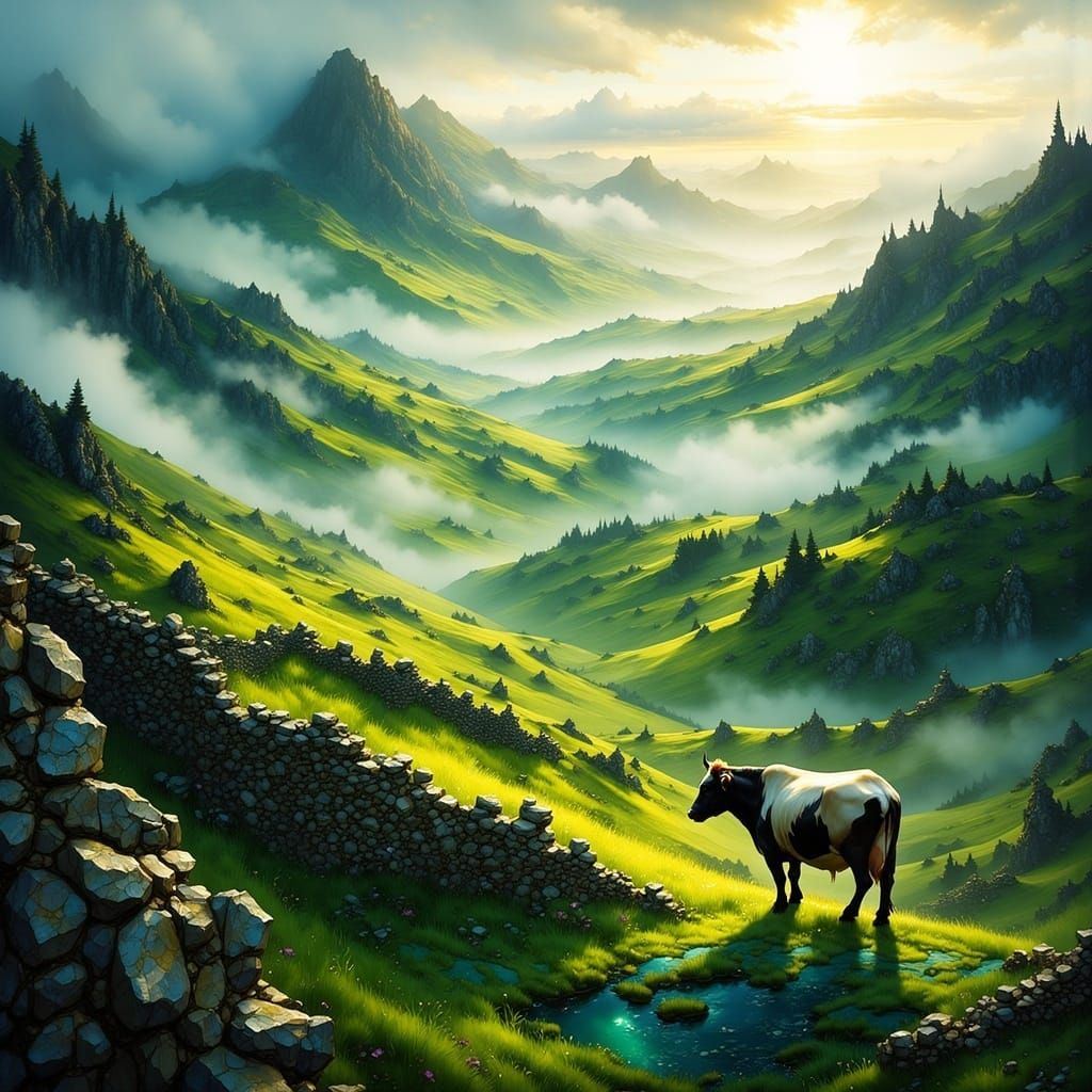 Misty Irish Hills: A Fantasy Landscape