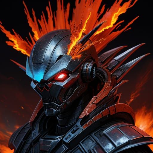 Alien in Firebrick Armor in Sci-Fi Digital Art