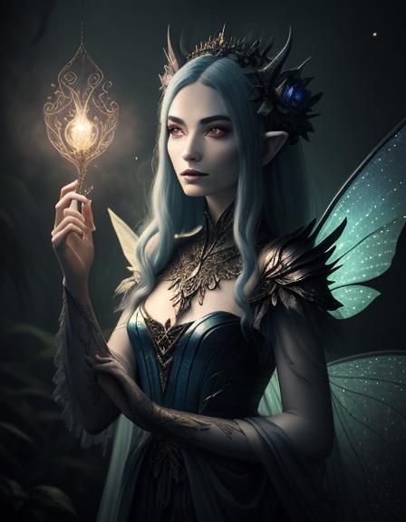 Dunmer Fairy Sips from Glowing Flower