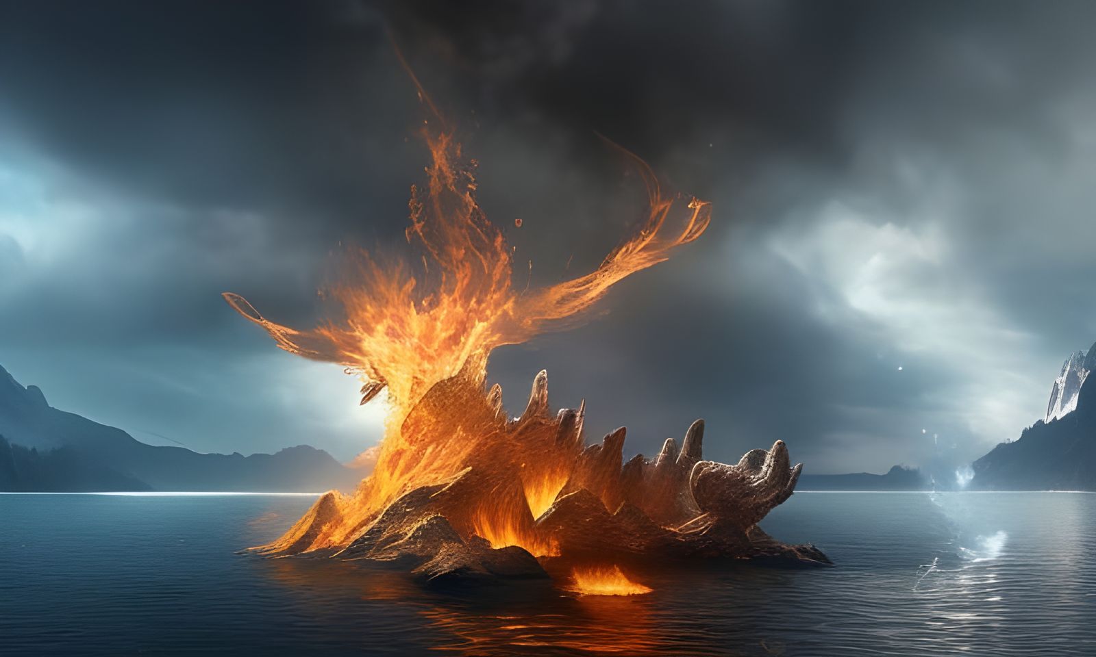 Epic Fire and Water Elements Digital Painting
