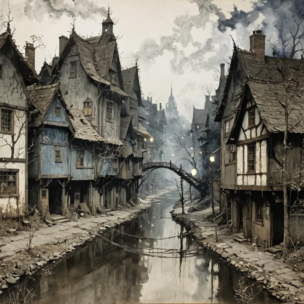 Ethereal Nightscapes: Witch Hazel Bloom in Abysstown