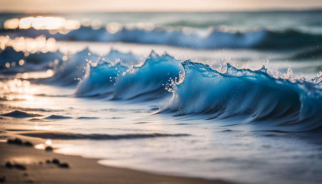 Blue Waves Embrace the Shore: Professional Photography