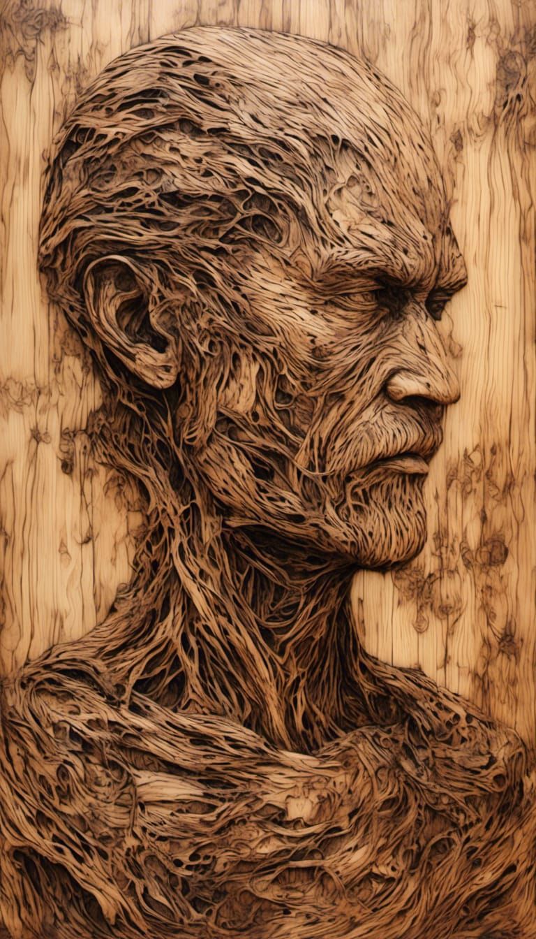 Surreal Glitch in Reality with Pyrography Effect