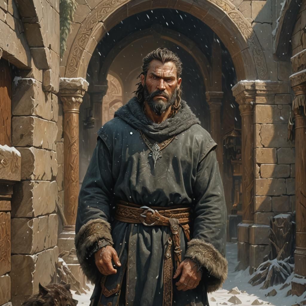 Barbarian in Blizzard, Greg Rutkowski Style