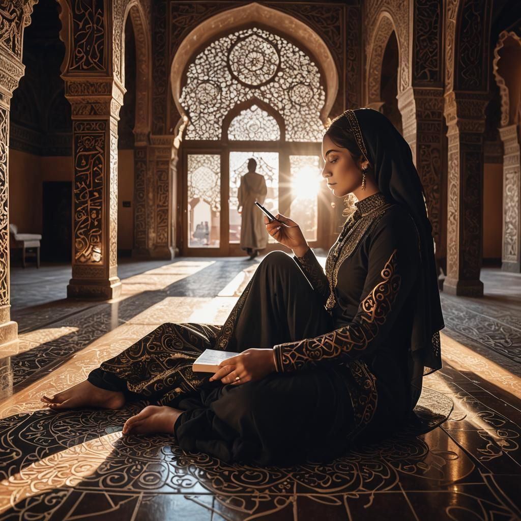 Henna-Covered Woman in Islamic Architecture