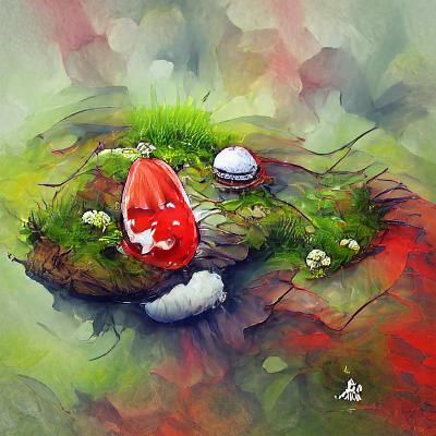 Whimsical Toadstool Illustration in Romantic Style