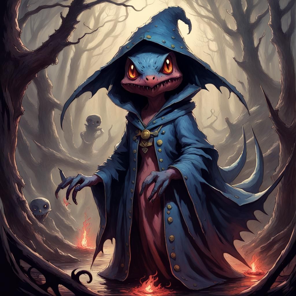 Cursed Eevee Pokemon in Horror Style