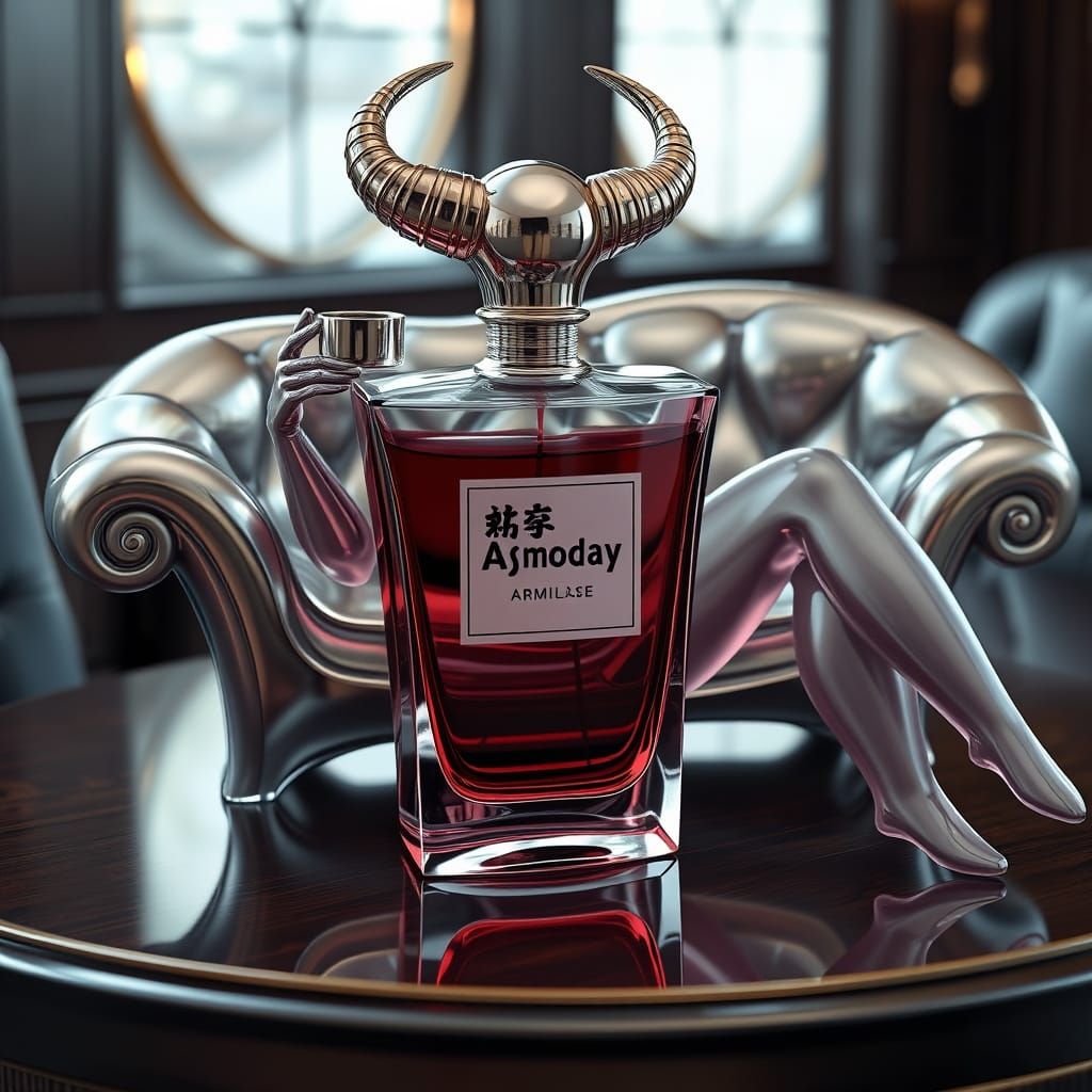 Luxurious Art Deco Perfume Bottle in the Form of Asmoday