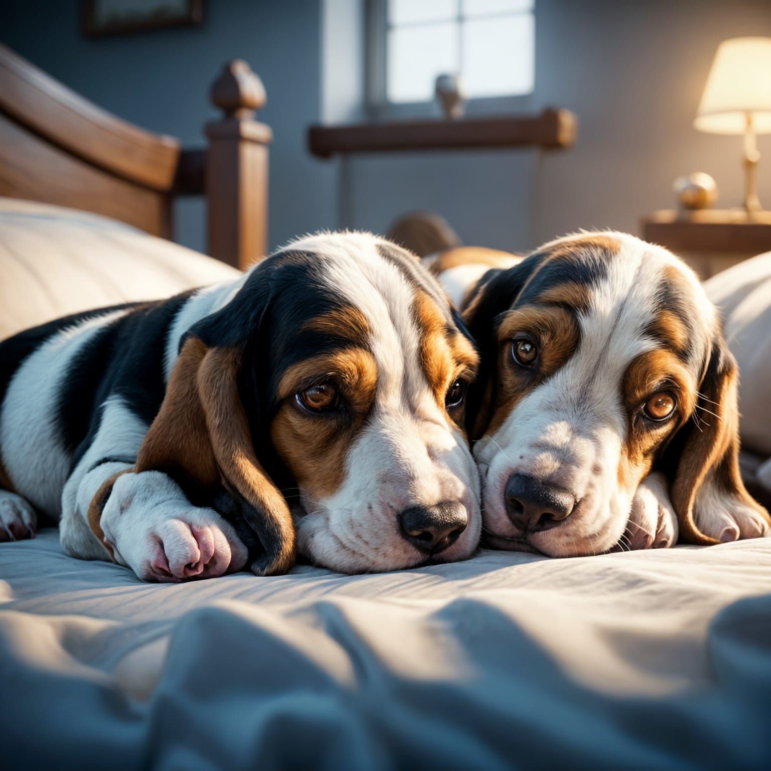 Basset Hound Puppies Snuggle: 3D Game Cinematic