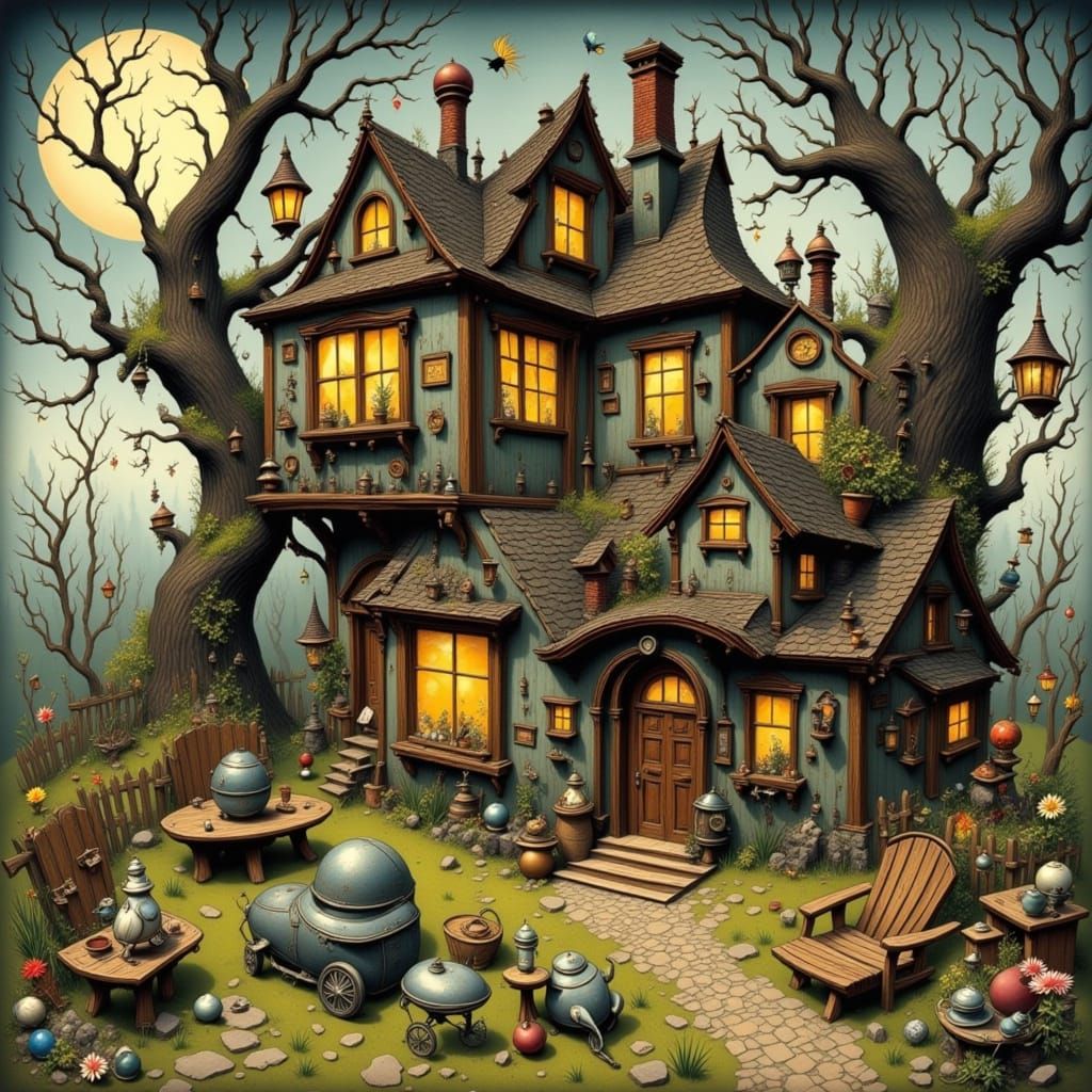 Whimsical Woman in a Whimsical House