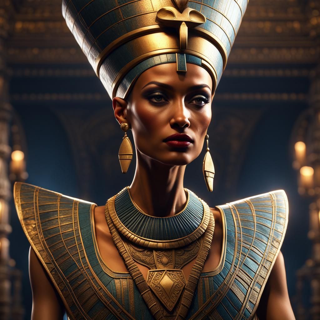 Detailed Matte Painting of Queen Nefertiti