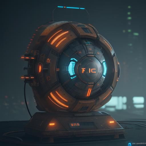 Futuristic Sci-Fi Device with Neon Lights in 8K