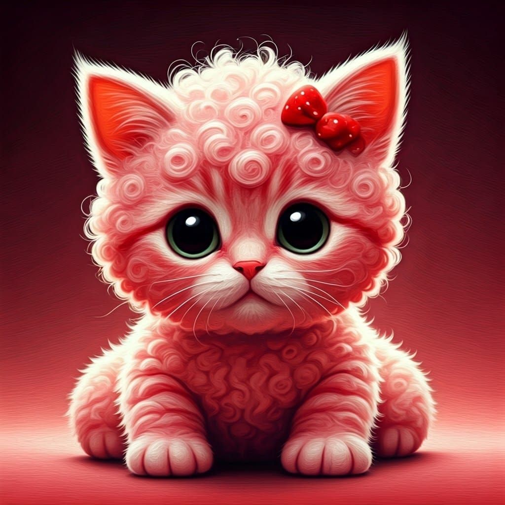 Whimsical Strawberry Feline Art