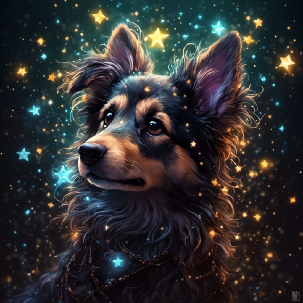 Dog in stars