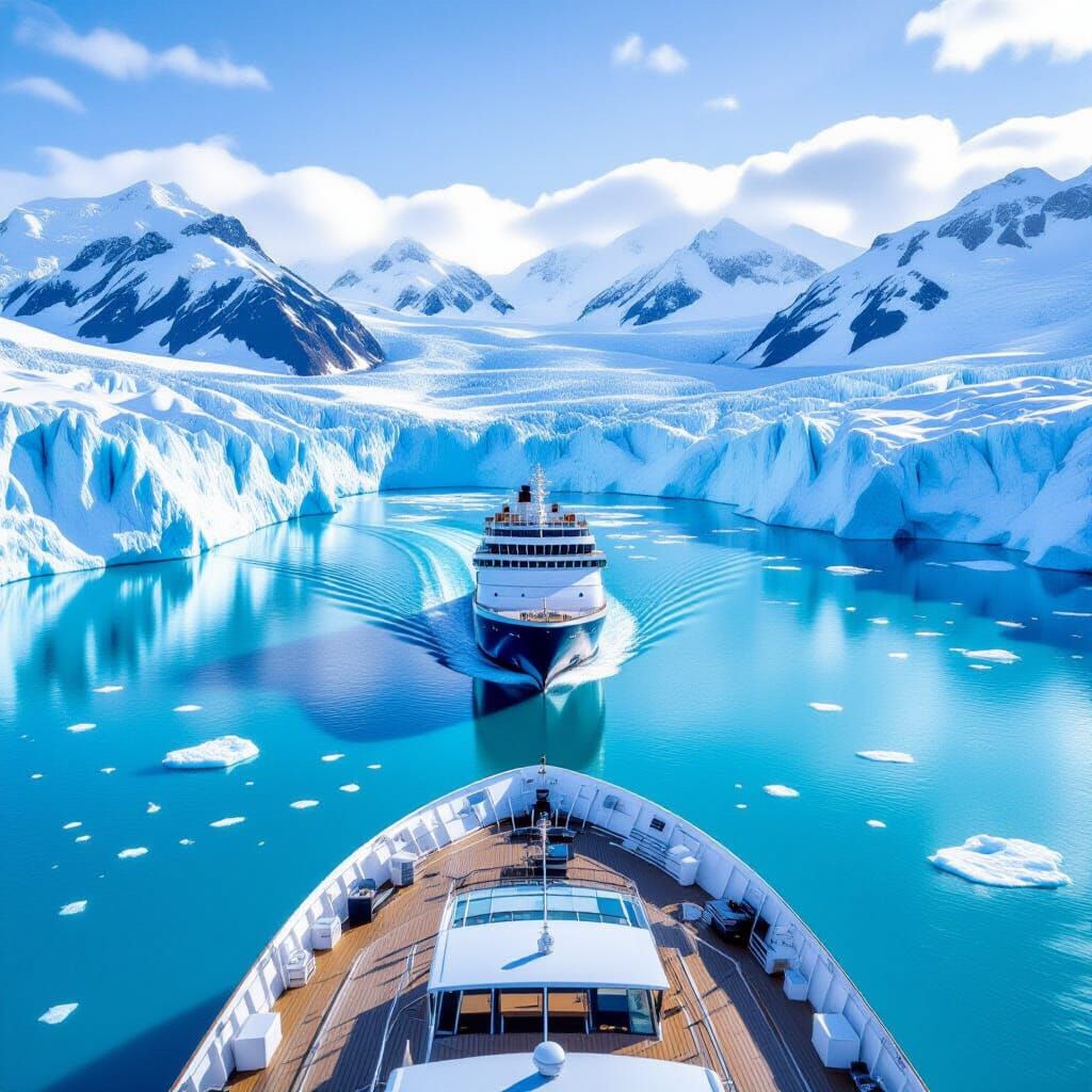 Luxury Cruise Ship Navigates Alaskan Ice Mountains