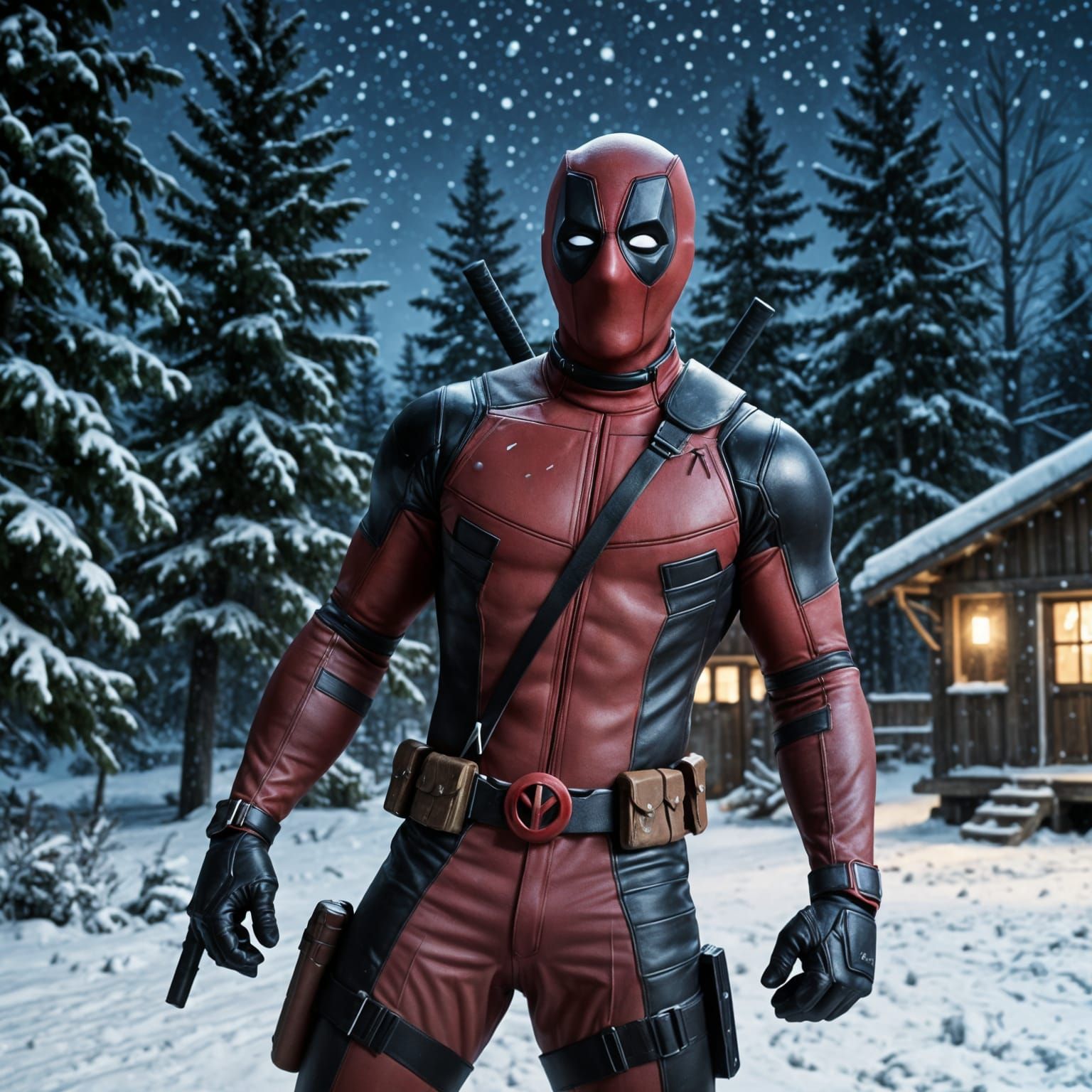 Surreal Marvel Christmas Scene with Deadpool in Bad Santa At...