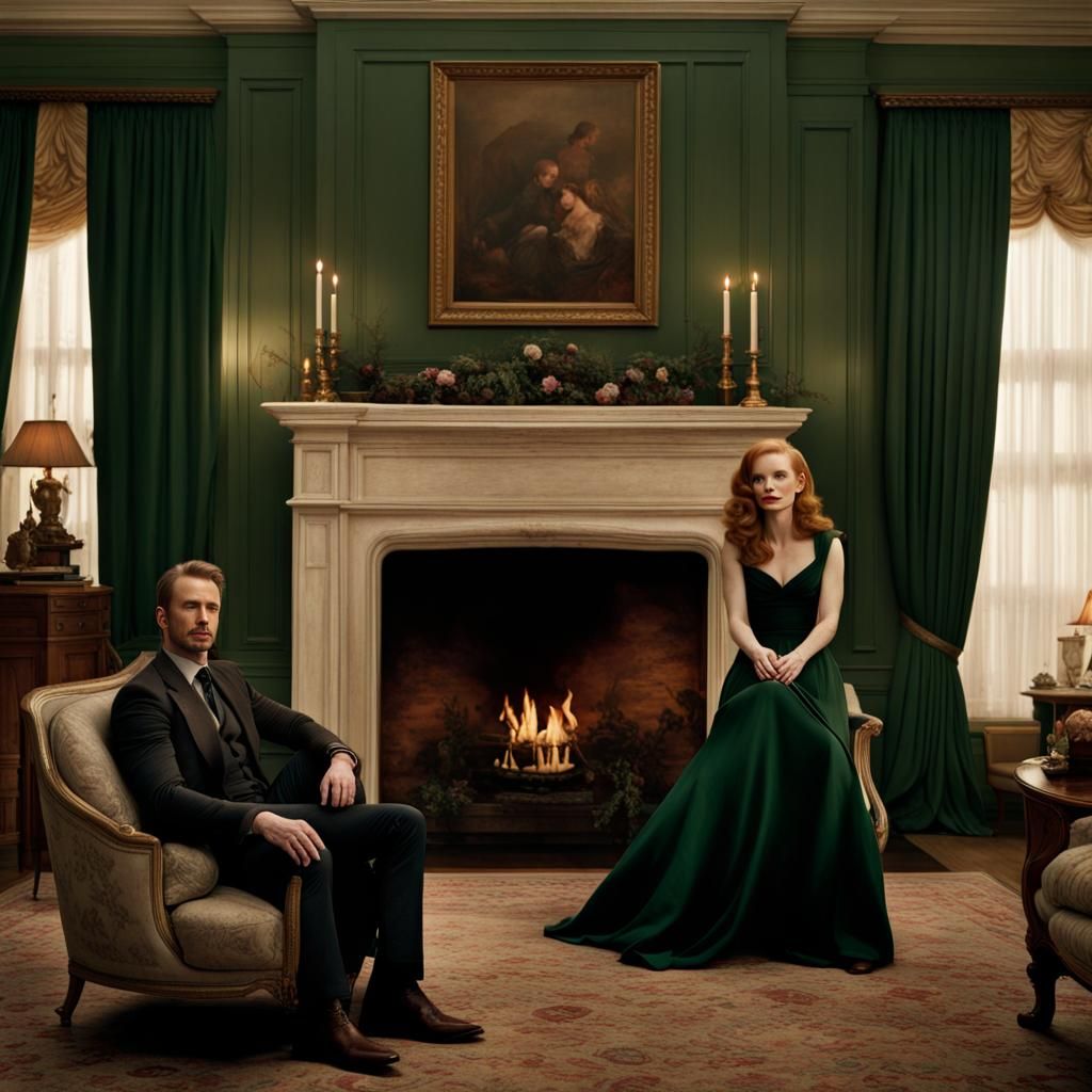 Cozy Fireplace Scene: A Matte Painting