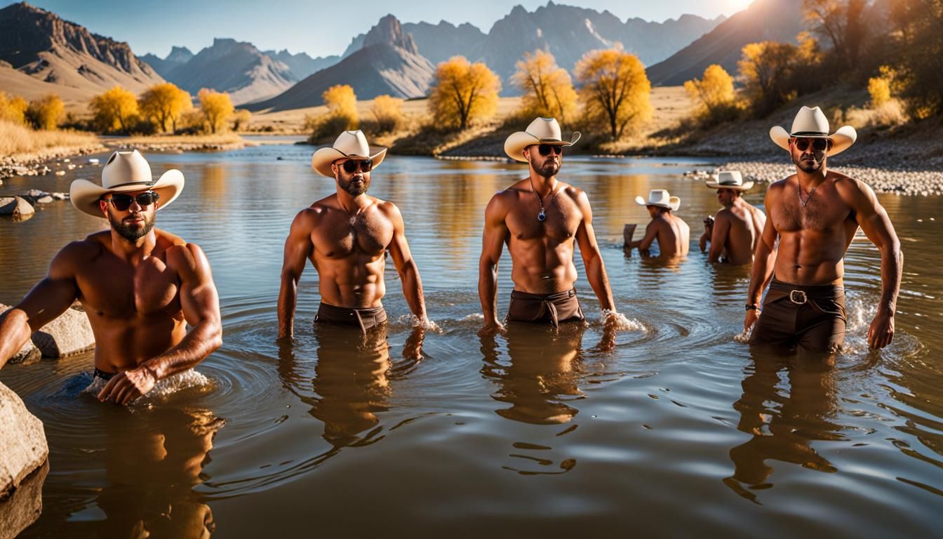 Naked Cowboys Bathing: Geometric Abstract Art