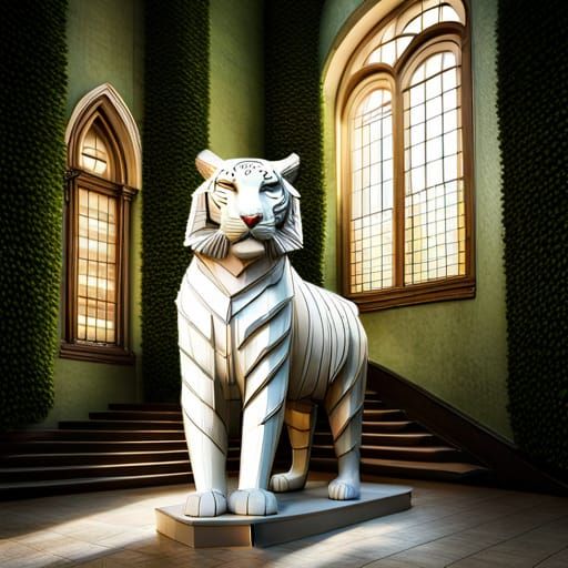Storybook Tiger Statue in Museum Setting