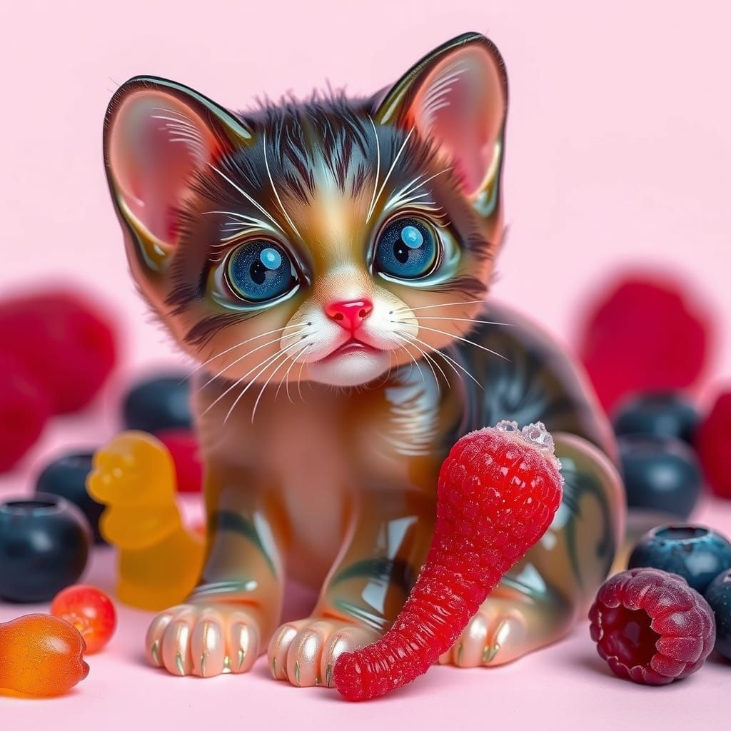 Gummy Candy Kitten Still Life in Hyperrealism
