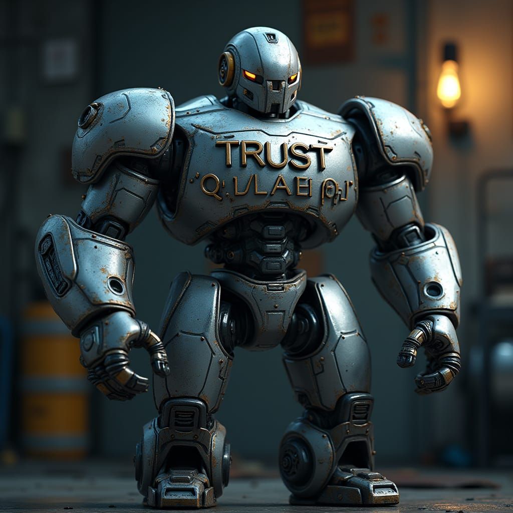 Muscular Robot Mascot for Brake Shop