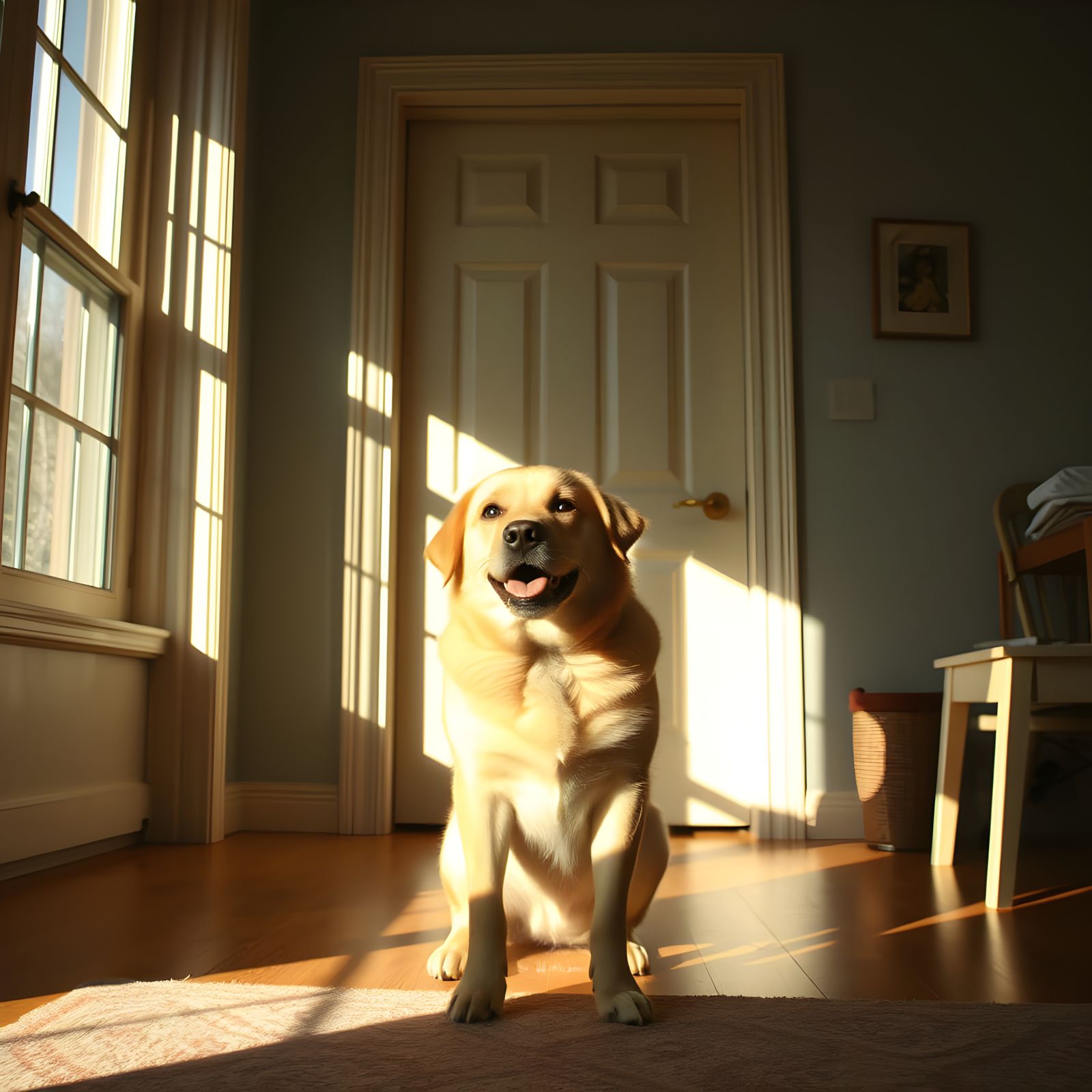 A Woman Stands in a Room with Eight Shoes, Surrounded by Sun...