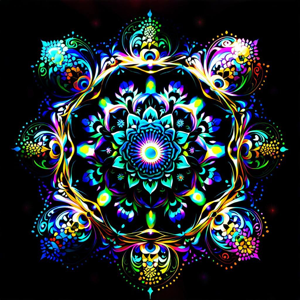 Psychedelic 3883 Fractal Mandala Geometry