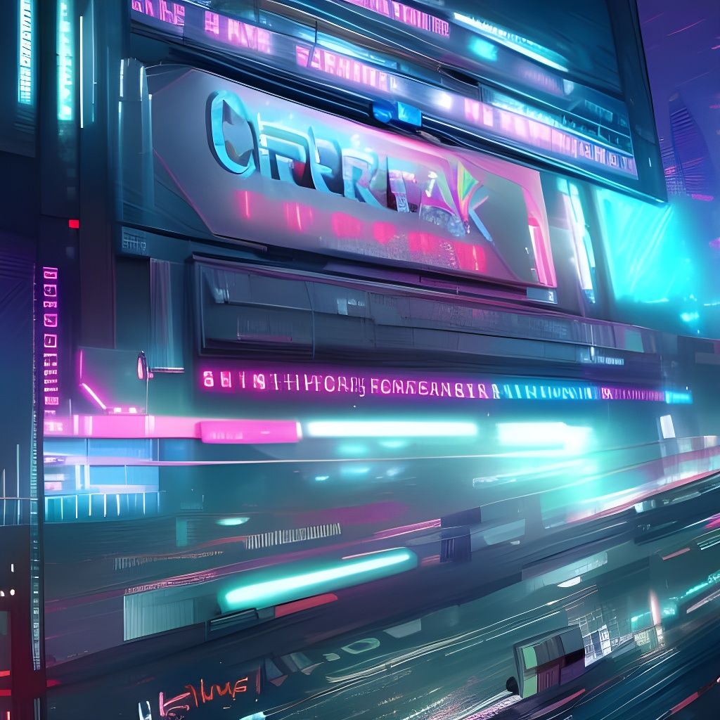 Cyberpunk Billboard Advertising Cybersnack in Detailed Matte...