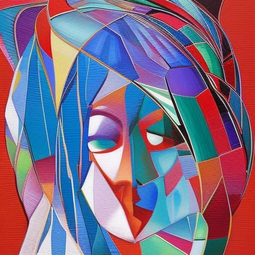 Abstract Oil Portrait in Vivid Gelato Colors