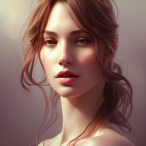 Hyperdetailed Portrait of a Beautiful Woman in Art Nouveau S...