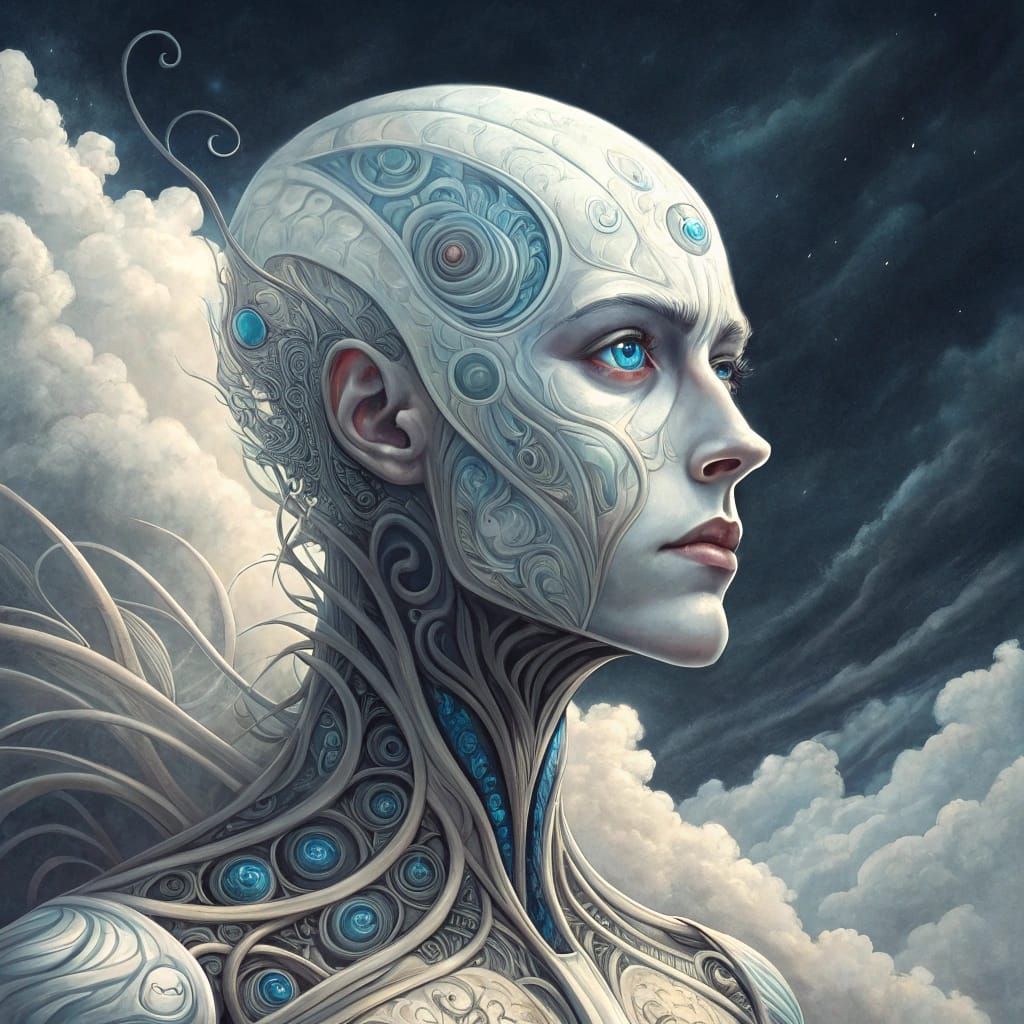 Ethereal Guardian of the Skies in Stylized Watercolor