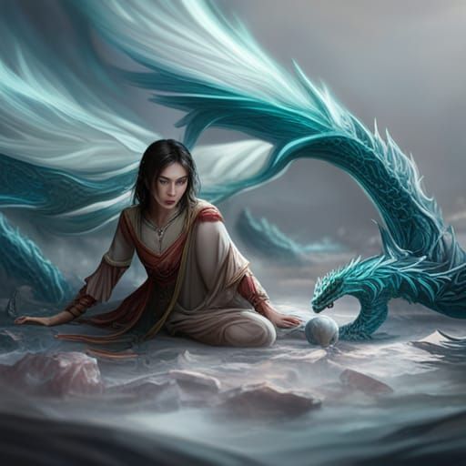 Crystal Dragon Sculpture in Hyperdetailed Crystal Shop